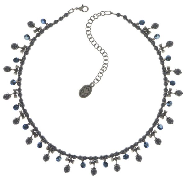 Konplott - Pearl n Ribbons - Schwarz , Antiksilber, Halskette