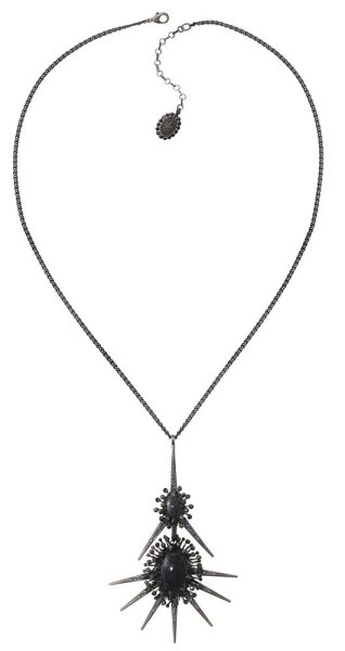 Konplott - Galaxy in Glass - Schwarz , Antiksilber, Halskette mit Anhänger
