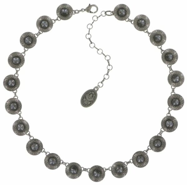 Konplott - Rivoli Concave - Schwarz, Rauchgrau , Antiksilber, Halskette