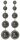 Konplott - Rivoli Concave - Schwarz, Rauchgrau , Antiksilber, Ohrringe mit Stecker und Hängeelement