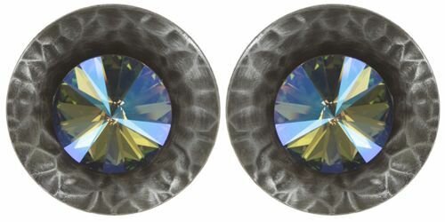 Konplott - Rivoli Concave - Blau, Lila, Crystal Paradise Shine, Antiksilber, Ohrringe mit Stecker