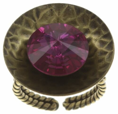 Konplott - Rivoli Concave - Rosa, Fuchsia , Antikmessing, Ring