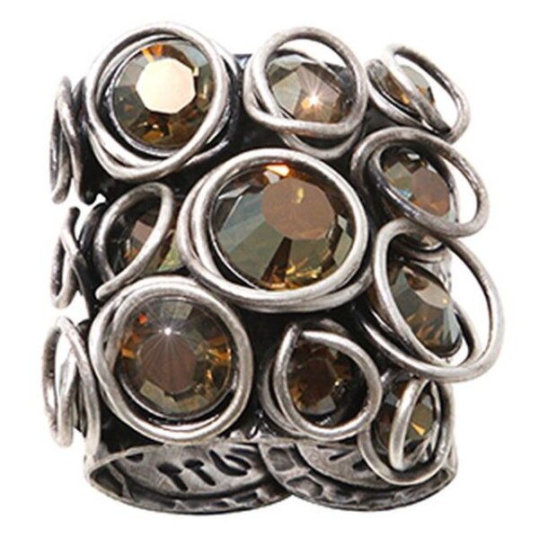 Konplott - Sparkle Twist - Braun, dunkel, Crystal Bronze Shade, Antiksilber, Ring