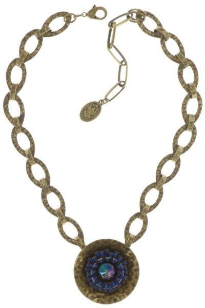 Konplott - Archaic Love Oracle - Blau, Antikmessing, Halskette