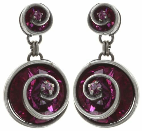 Konplott - Classic Twist - Pink, dunkel, Antiksilber, Ohrringe mit Stecker