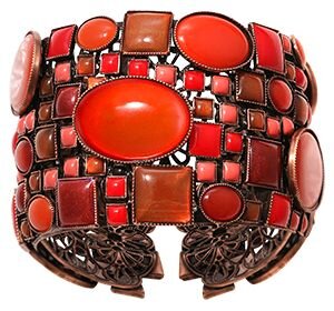 Konplott - Checks Oval - Rot, Antikkupfer, Armband