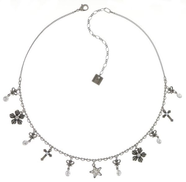 Konplott - Silverstar Silvermoon - Weiß, Kristall, Antiksilber, Halskette
