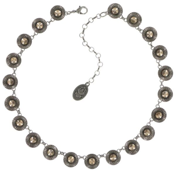 Konplott - Rivoli Concave - Beige, crystal golden shadow , Antiksilber, Halskette