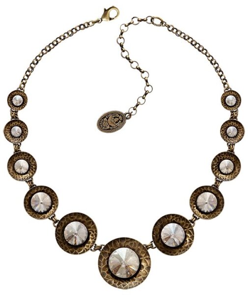 Konplott - Rivoli Concave - Weiß, Grau, crystal silver shade, Antikmessing, Halskette