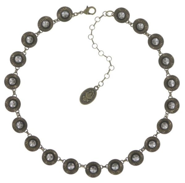 Konplott - Rivoli Concave - Weiß, Grau, crystal silver shade, Antikmessing, Halskette