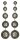 Konplott - Rivoli Concave - Weiß, Grau, crystal silver shade, Antikmessing, Ohrringe mit Stecker und Hängeelement