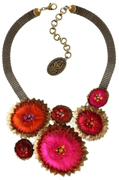 Konplott - Samurai Bloom - Rosa, Rot, Antikmessing, Halskette
