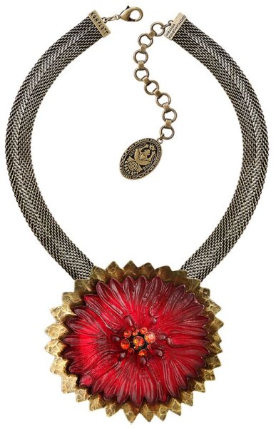 Konplott - Samurai Bloom - Rosa, Rot, Antikmessing, Halskette mit Anhänger