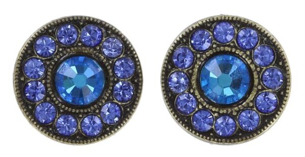 Konplott - Spell on You - Blau, crystal bermuda blue, saphire, Antikmessing, Ohrringe mit Stecker