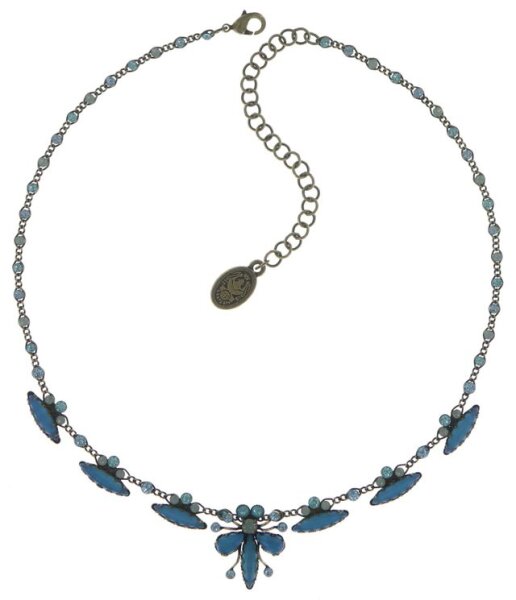 Konplott - Flower Zumzum - Blau, Antikmessing, Halskette
