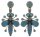 Konplott - Flower Zumzum - Blau, Antikmessing, Ohrringe mit Stecker und Hängeelement