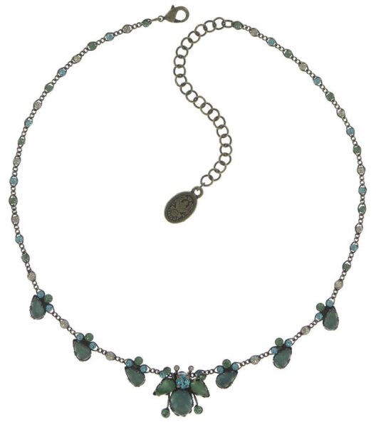 Konplott - Flower Zumzum - Blau, Grün, Antikmessing, Halskette