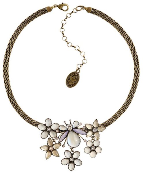 Konplott - Flower Zumzum - Weiß, Antiksilber, Antikmessing, Halskette