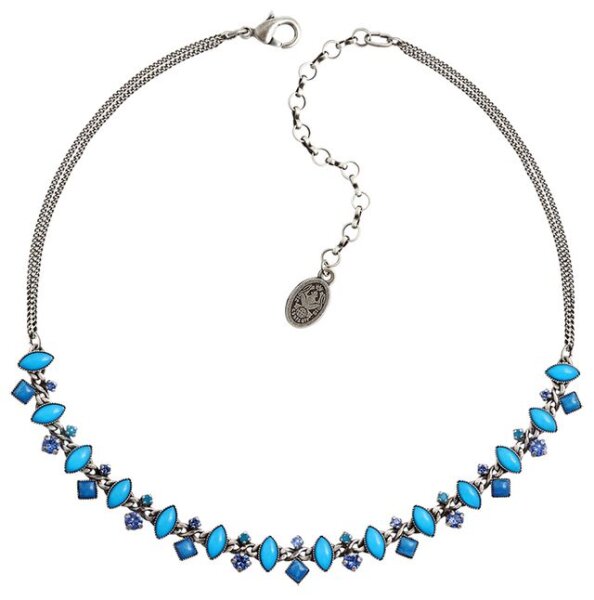 Konplott - Mini Treasure II - Blau , Antiksilber, Antiksilber, Halskette