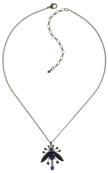 Konplott - Flower Zumzum - Blau, Antikmessing, Halskette