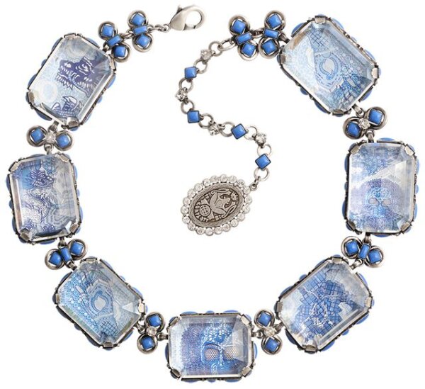 Konplott - Color on the Rocks - blue, antique silver, necklace collier