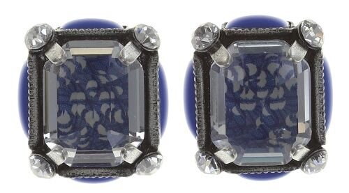 Konplott - Color on the Rocks - blue, antique silver, earring stud