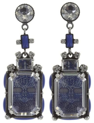 Konplott - Color on the Rocks - blue, antique silver, earring stud dangling