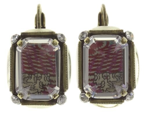 Konplott - Color on the Rocks - white, pink, Light antique brass, earring eurowire