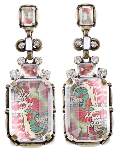 Konplott - Color on the Rocks - white, pink, Light antique brass, earring stud dangling