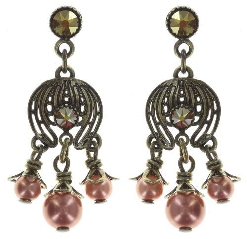 Konplott - Water Blossom - beige, Light antique brass, earring stud dangling