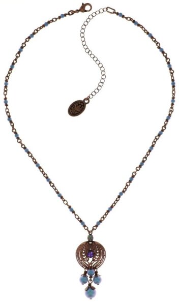 Konplott - Water Blossom - blue, green, antique copper, necklace pendant