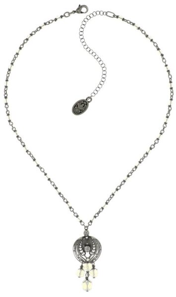 Konplott - Water Blossom - white, antique silver, necklace pendant