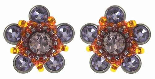 Konplott - Apple Blossom - Braun, Lila, Antiksilber, Ohrringe mit Stecker