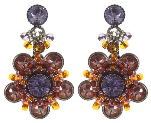 Konplott - Apple Blossom - brown, lila, antique silver, earring stud dangling