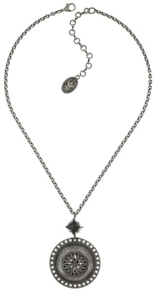 Konplott - Ice Rosone - white, antique silver, necklace pendant