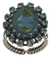Konplott - Chinoiserie - blue, green, antique silver, ring