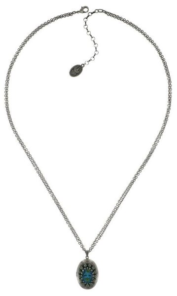 Konplott - Chinoiserie - blue, green, antique silver, necklace pendant
