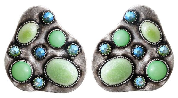 Konplott - Color Drops - Grün, Antiksilber, Ohrringe mit Stecker