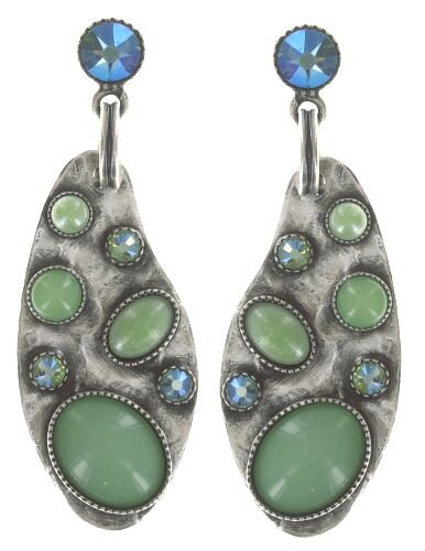Konplott - Color Drops - green, antique silver, earring stud dangling