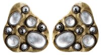 Konplott - Color Drops - white, antique brass, earring stud
