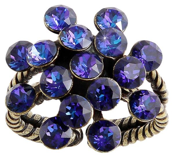 Konplott - Magic Fireball - blue/lila, crystal heliotrope, antique brass, ring mini