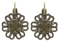 Konplott - Flower Shadow - green, antique brass, earring...