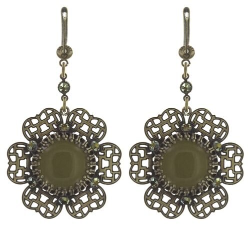 Konplott - Flower Shadow - green, antique brass, earring dangling