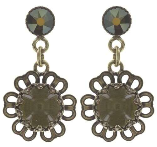 Konplott - Flower Shadow - green, antique brass, earring stud dangling