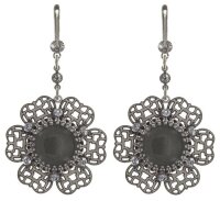 Konplott - Flower Shadow - grey, antique silver, earring...