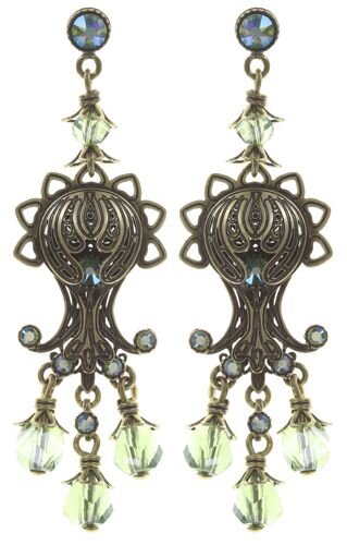 Konplott - Harakiri Bloom - green, light antique brass, earring stud dangling