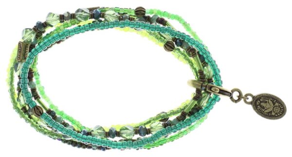 Konplott - Harakiri Bloom - green, light antique brass, bracelet elastic