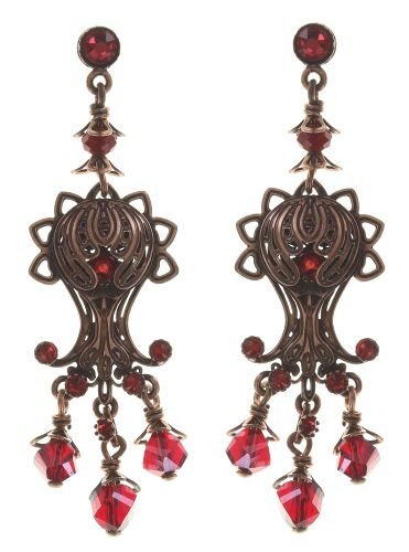 Konplott - Harakiri Bloom - red, antique copper, earring stud dangling
