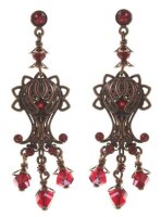 Konplott - Harakiri Bloom - red, antique copper, earring...