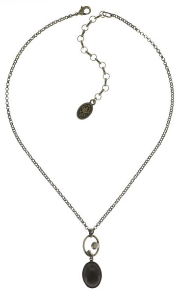 Konplott - Oval in Concert - grey, antique brass, necklace pendant